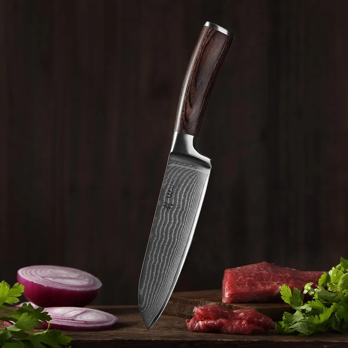 Wakoli EDIB 4-Piece VG10 Damascus Kitchen Knife Set, Pakkawood Handle | Precision & Durability for Home Chefs - view 10