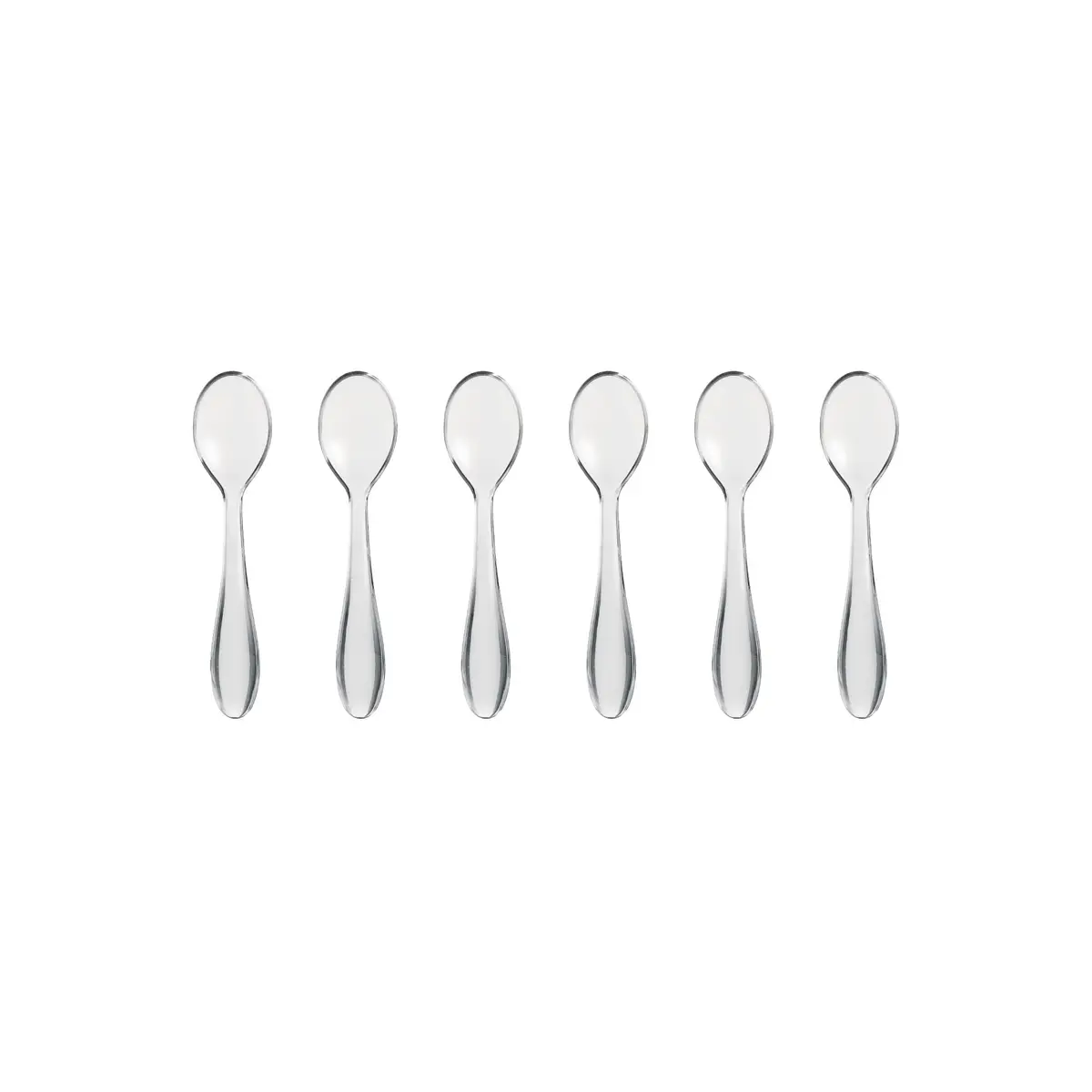 Guzzini Art & Cafè Set of Six Transparent Teaspoons 5-3/4-Inches | Modern Italian Design, Food-Safe SAN, Dishwasher Safe - main product image