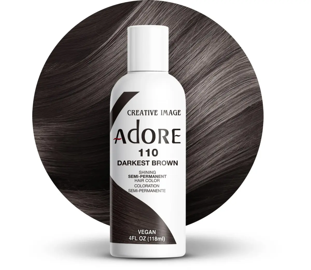Adore Semi-Permanent Hair Color 110 Darkest Brown 118ml (4 Fl Oz) | Ammonia-Free, Peroxide-Free, Alcohol-Free - main product image