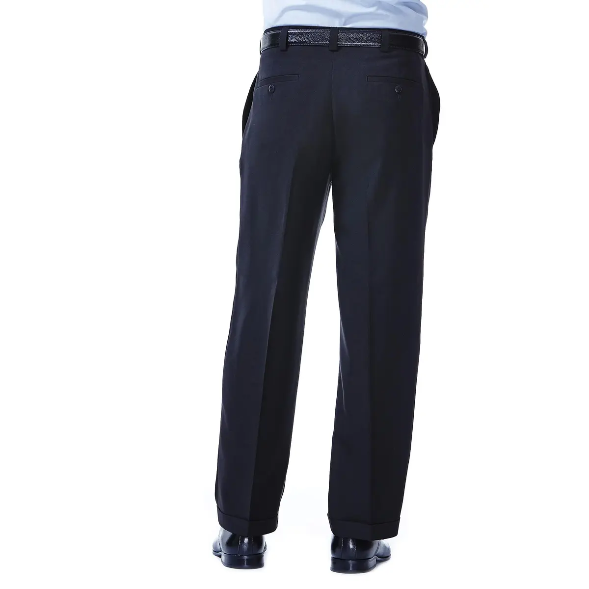 Haggar Men's E-Clo Repreve Classic Fit Pleat Front Dress Pant with Hidden Expandable Waistband Black 42W 30L | Sustainable Business Casual - view 3
