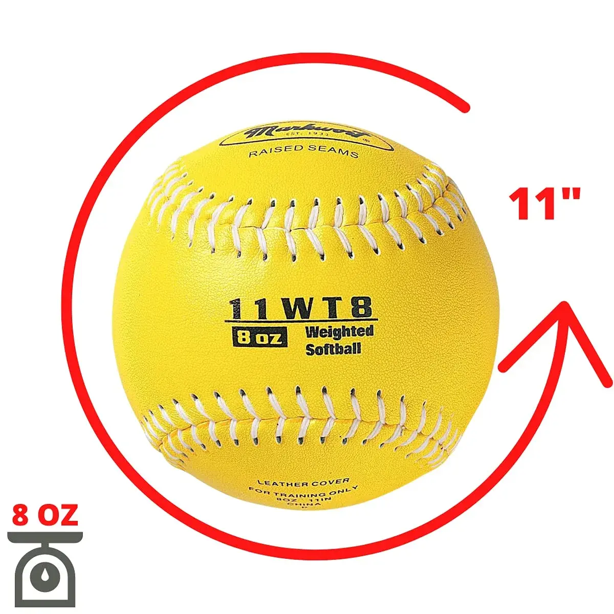 Markwort Color Coded Weighted 11-Inch Softball (5 oz / 142 g) | Training Aid for Baseball & Fastpitch - view 2