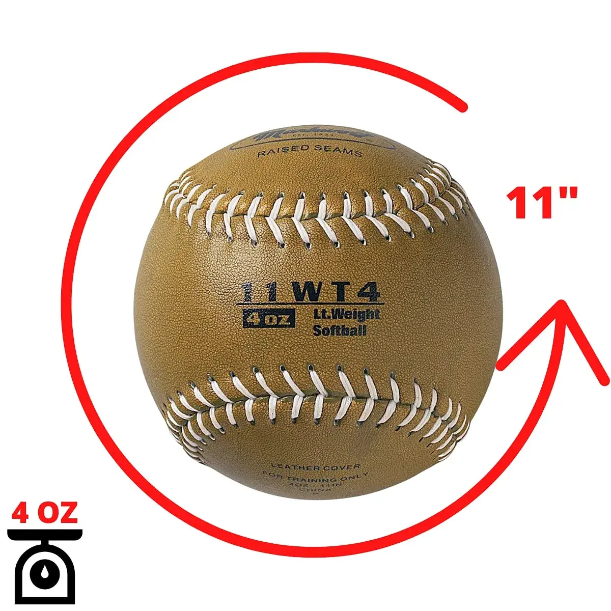 Markwort Weighted 11-Inch Fast-Pitch Softball (4 oz / 113 g, Gold) | Training Aid for Softball Players - view 2