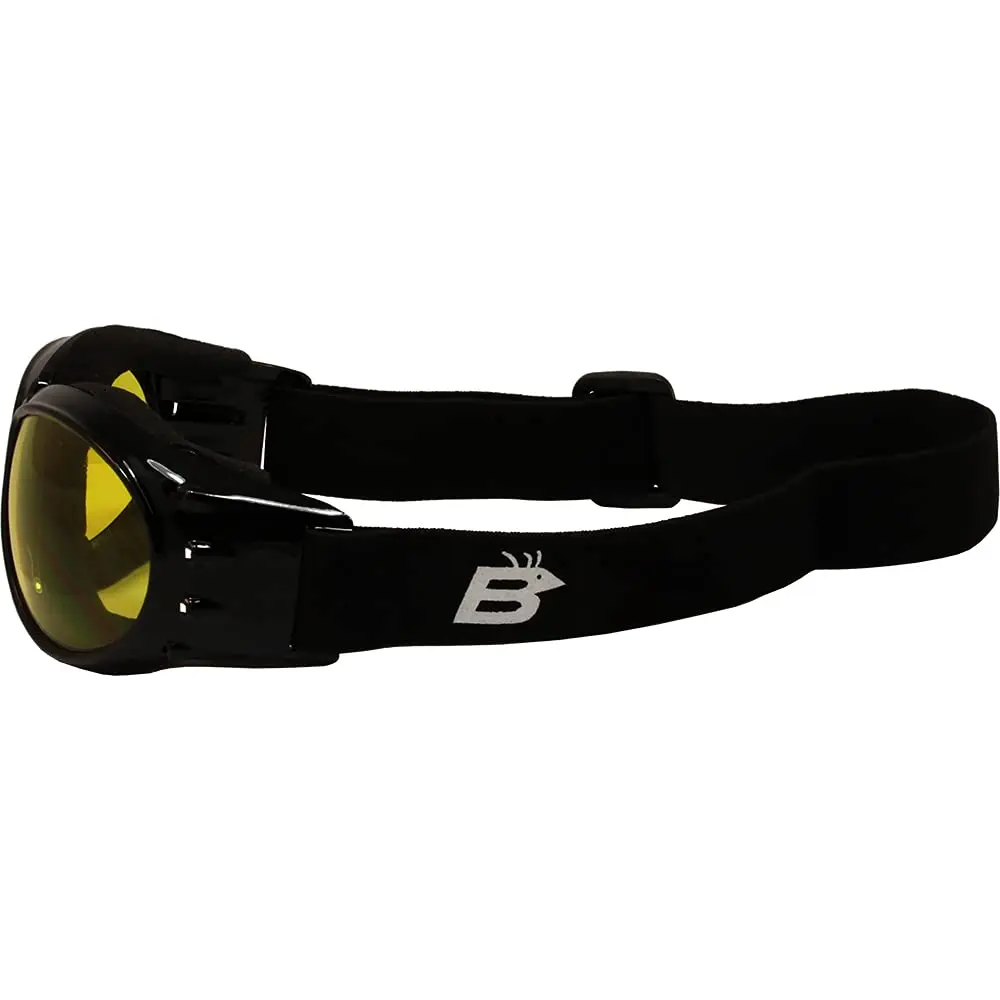 Birdz Motorcycle Goggles Black Frame/Yellow Lens | Shatterproof Polycarbonate & UV400 Protection (Adult) - view 8