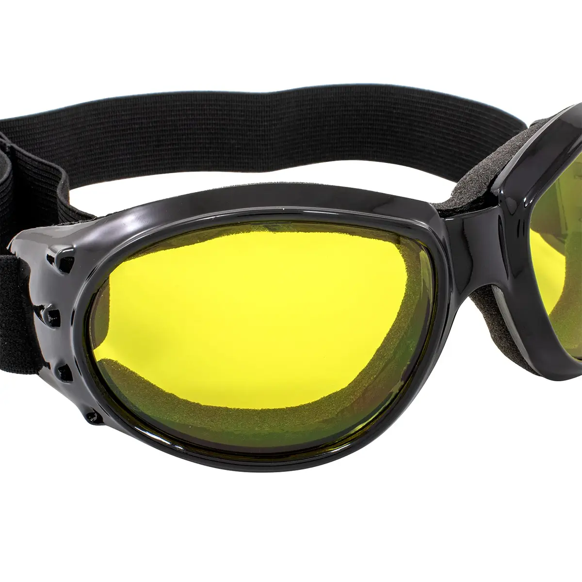 Birdz Motorcycle Goggles Black Frame/Yellow Lens | Shatterproof Polycarbonate & UV400 Protection (Adult) - view 4