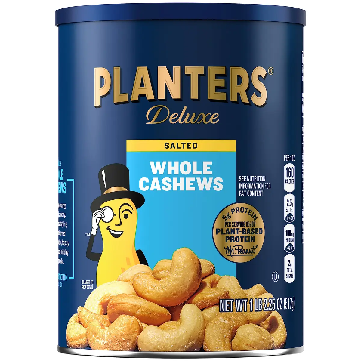 PLANTERS Deluxe Salted Whole Cashews 18.25 Oz | Plant Based Protein Snack with Rich Flavor - main product image