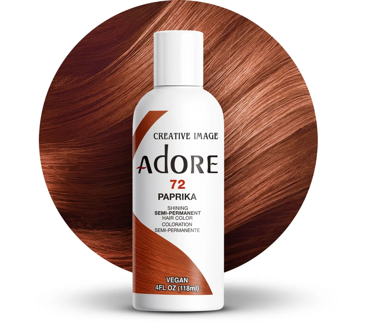 Adore Semi Permanent Hair Color, 072 Paprika, 4 Fl Oz | No Ammonia, Peroxide or Alcohol, Lasts 4 Weeks - main product image