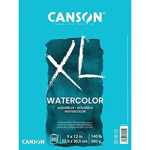 Canson XL Series Watercolor Pad 9x12 inch (22.86x30.6 cm) | Cold Press Textured Paper for Mixed Media - main product image