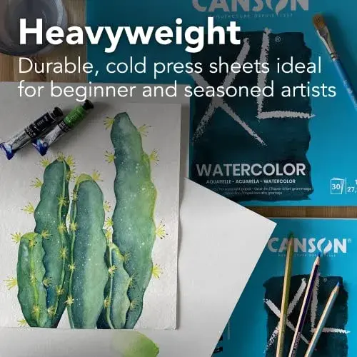 Canson XL Series Watercolor Pad 9x12 inch (22.86x30.6 cm) | Cold Press Textured Paper for Mixed Media - view 3