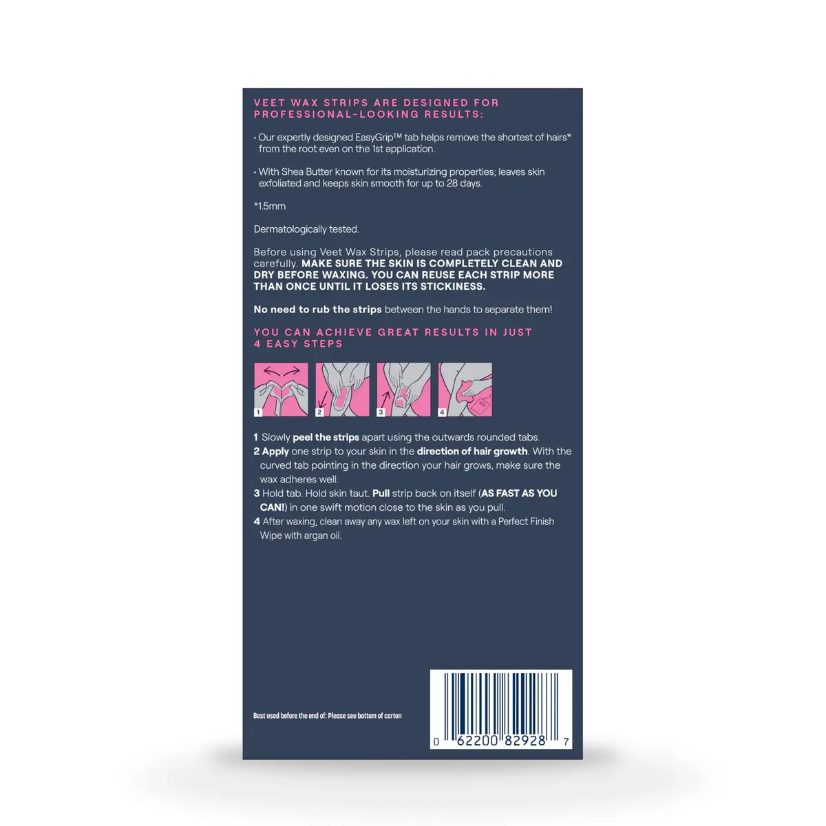 Veet Wax Strips Kit for Women, Body Hair Removal, 40 Strips + 4 Wipes | Effortless, Salon-Quality Results in Home - view 9