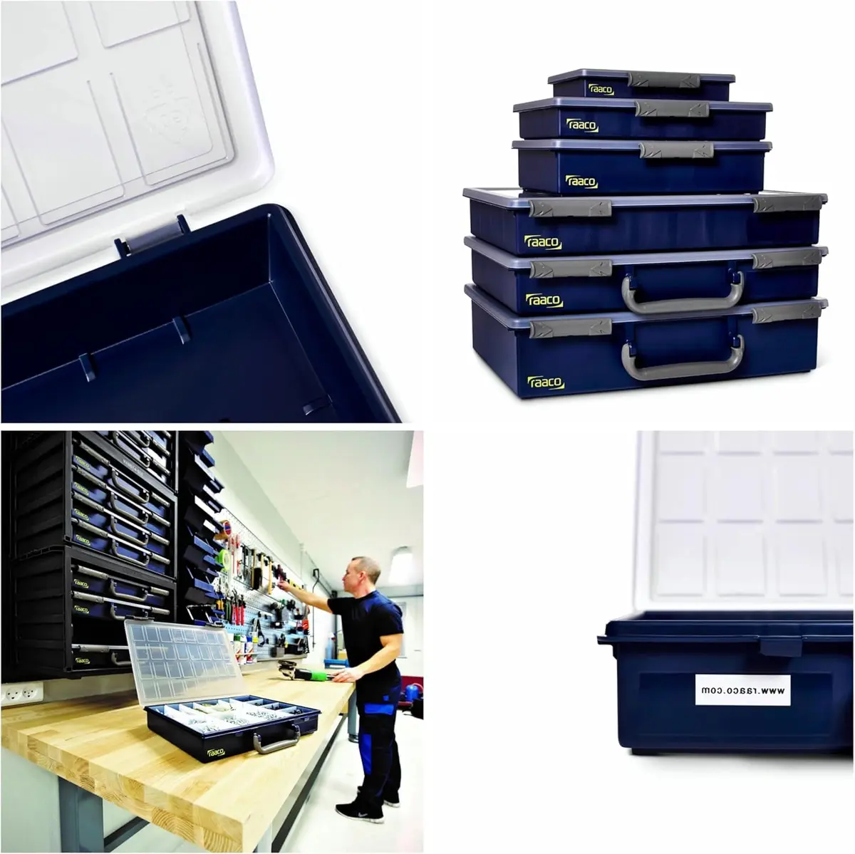 Raaco Assorter 55 4x8-15 Tool Box Organizer, 15-Slot, Semi-Transparent | Customizable Hardware Storage - view 5