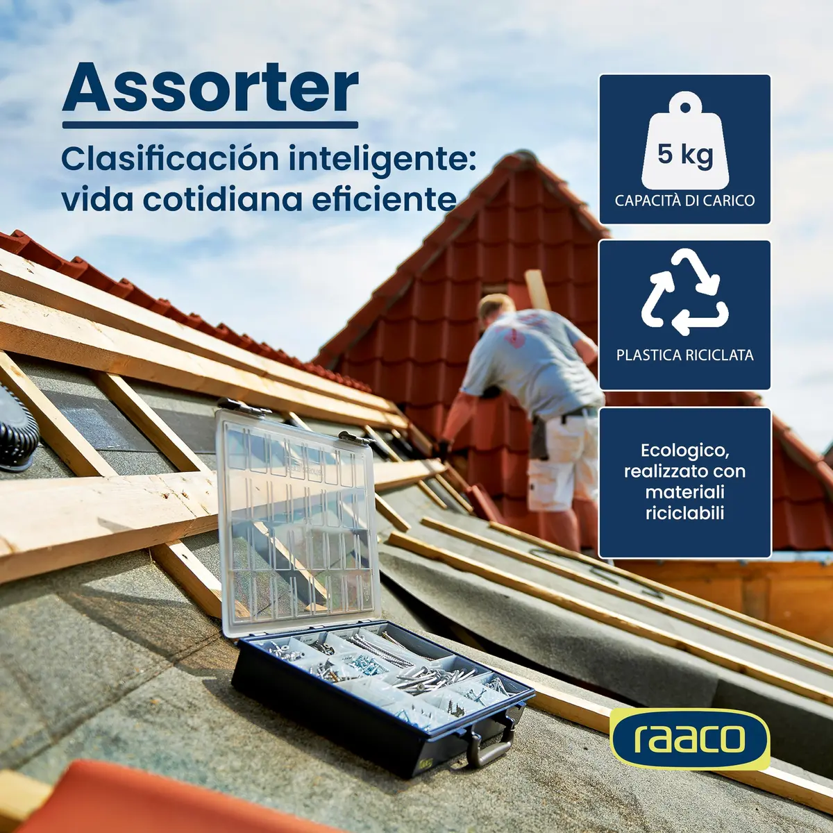 Raaco Assorter 55 4x8-15 Tool Box Organizer, 15-Slot, Semi-Transparent | Customizable Hardware Storage - view 2