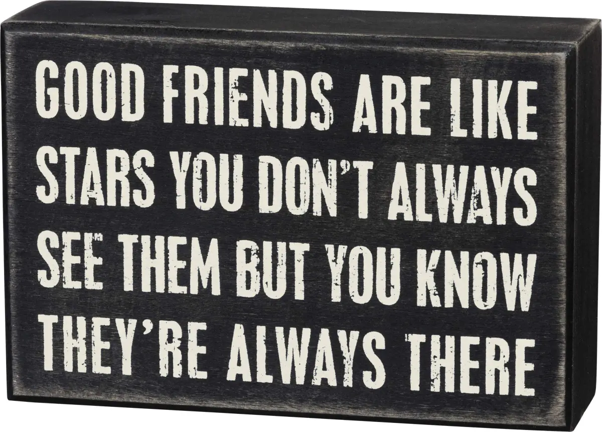 Primitives by Kathy Good Friends Box Sign 15cm x 10cm (6" x 4") | Rustic Wood Wall Decor - main product image