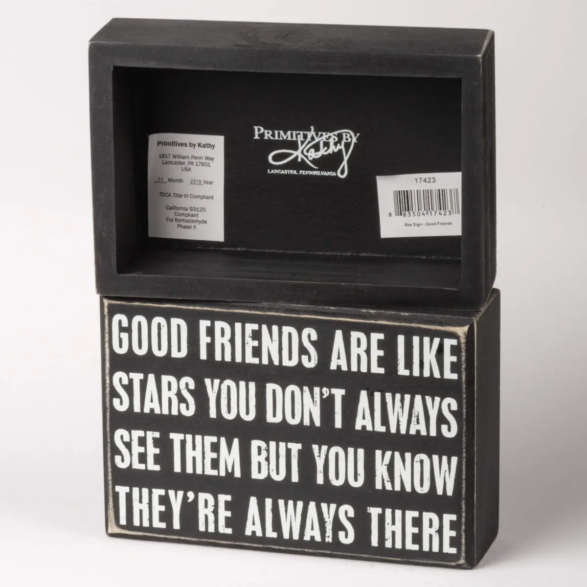 Primitives by Kathy Good Friends Box Sign 15cm x 10cm (6" x 4") | Rustic Wood Wall Decor - view 2