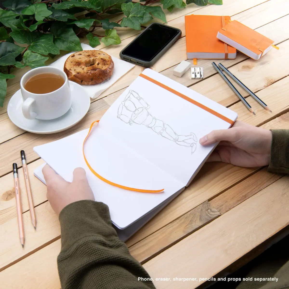 Pentalic 3" x 4" Pocket Sketchbook Traveler Journal, 160 Pages, Orange | Acid-Free Paper for Professionals & Students - view 5