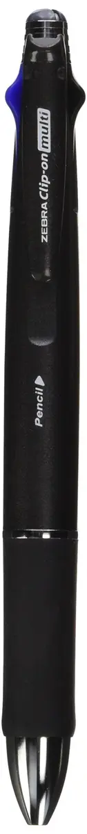 Zebra Clip-On 1000 Multi Pen & Pencil Set | 4 Color Oil-Based Ink, 0.7mm Ballpoint & 0.5mm Pencil, Black Body - main product image