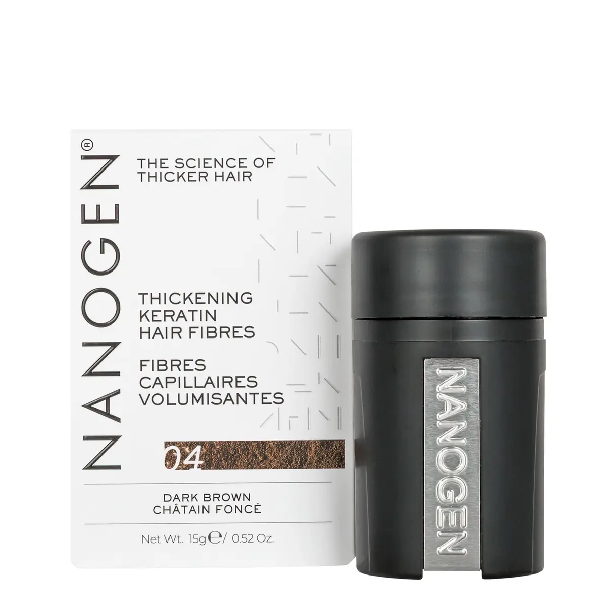 Nanogen Hair Thickening Keratin Fibres Dark Brown | Natural Keratin Hair Fibers for Instant Volume - main product image