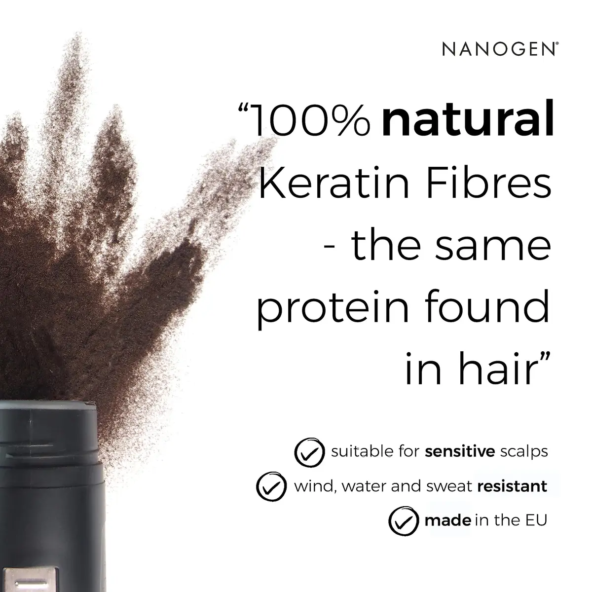 Nanogen Hair Thickening Keratin Fibres Dark Brown | Natural Keratin Hair Fibers for Instant Volume - view 7