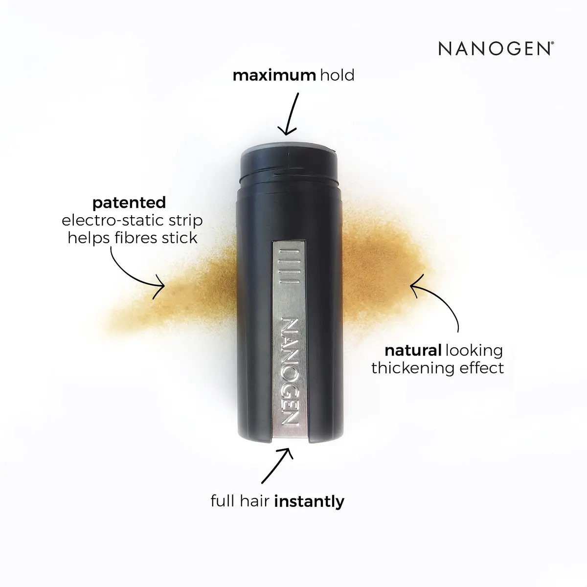 Nanogen Hair Thickening Keratin Fibres Dark Brown | Natural Keratin Hair Fibers for Instant Volume - view 8