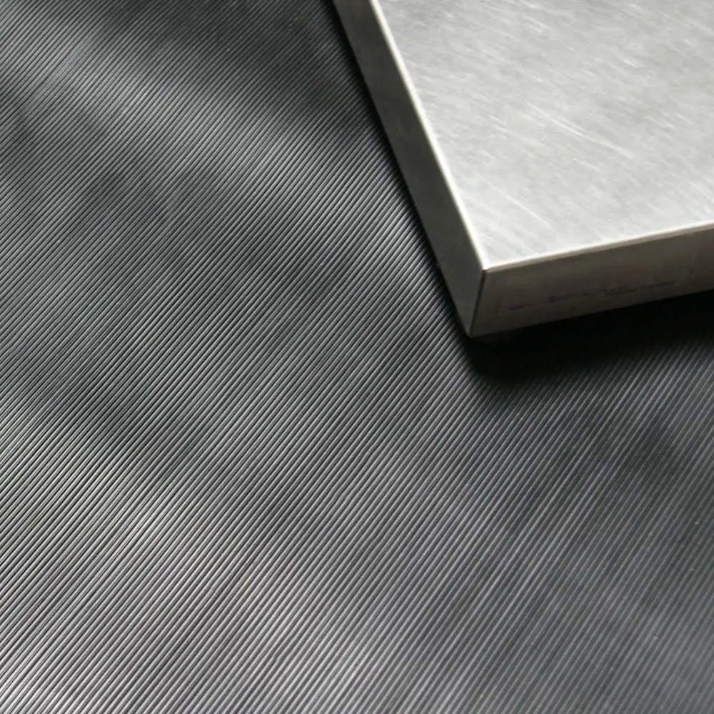 Rubber-Cal Fine Rib Corrugated Rubber Floor Mat - 1/8" x 4 ft x 4 ft Black | Anti-slip, moisture-resistant industrial rubber mat - view 9