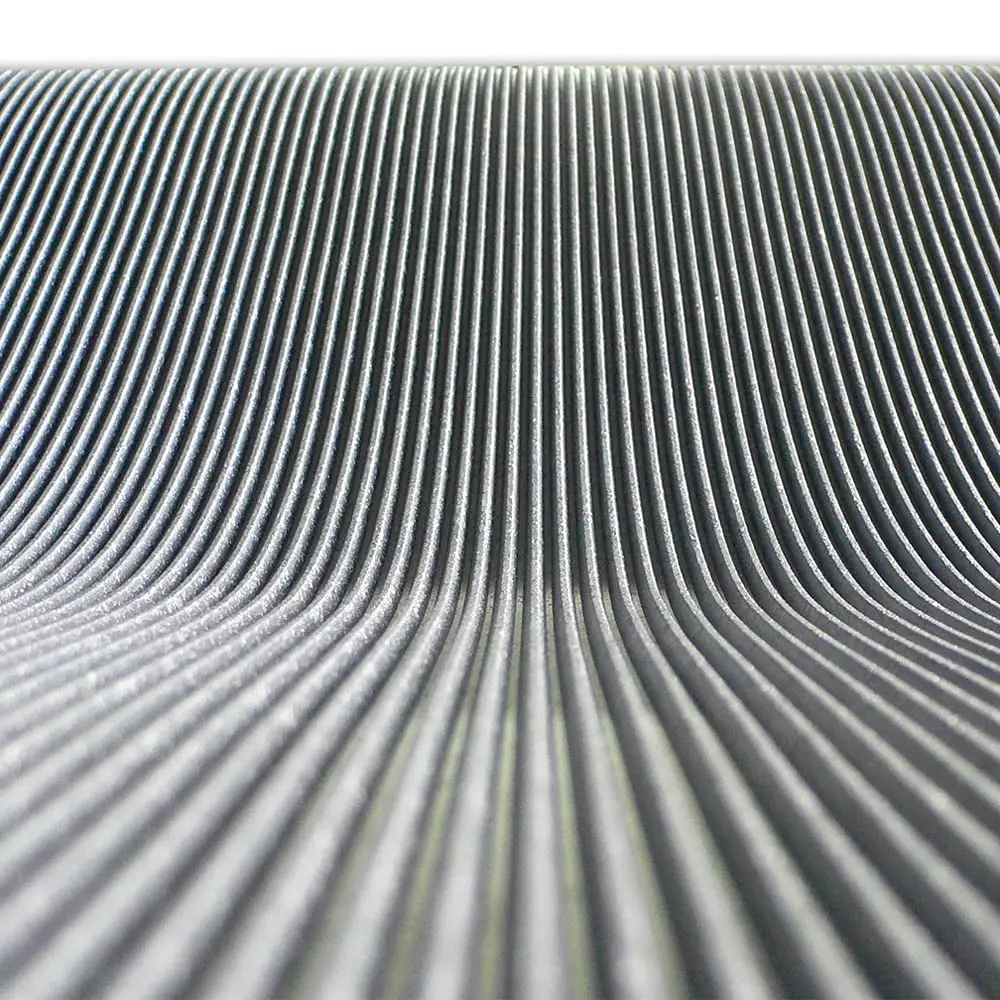 Rubber-Cal Fine Rib Corrugated Rubber Floor Mat - 1/8" x 4 ft x 4 ft Black | Anti-slip, moisture-resistant industrial rubber mat - view 4