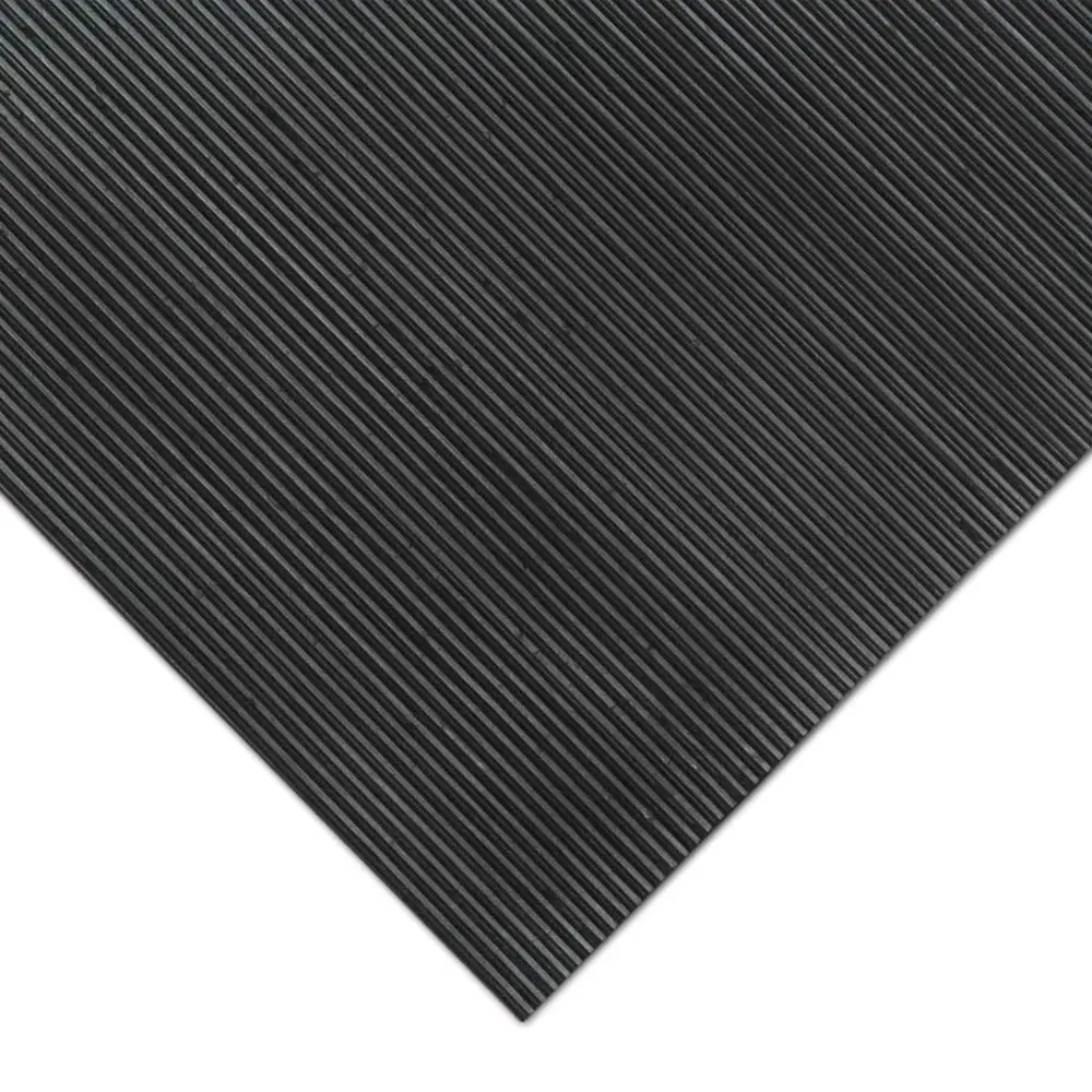 Rubber-Cal Fine Rib Corrugated Rubber Floor Mat - 1/8" x 4 ft x 6 ft Black | Anti-slip, moisture-resistant industrial flooring - view 2