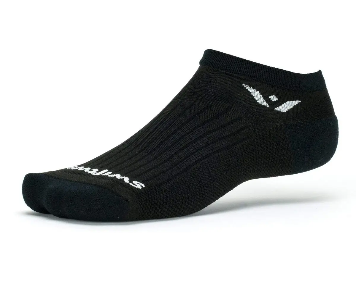 Swiftwick Performance No Show Golf & Running Socks, USA Made, Black M | Moisture Wicking, Blister-Free, Supportive Fit - main product image