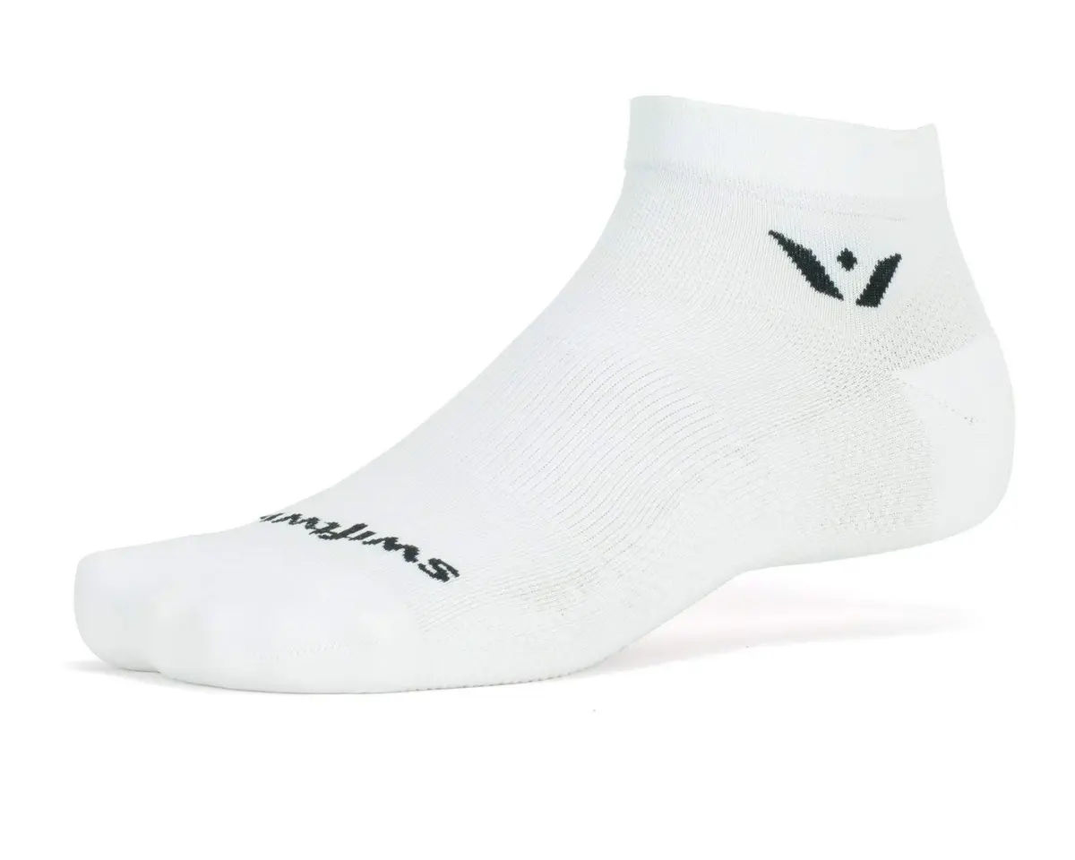 Swiftwick PERFORMANCE ONE Running & Golf Socks, White, Large | Moisture-Wicking, Medium Cushion, USA Design - main product image