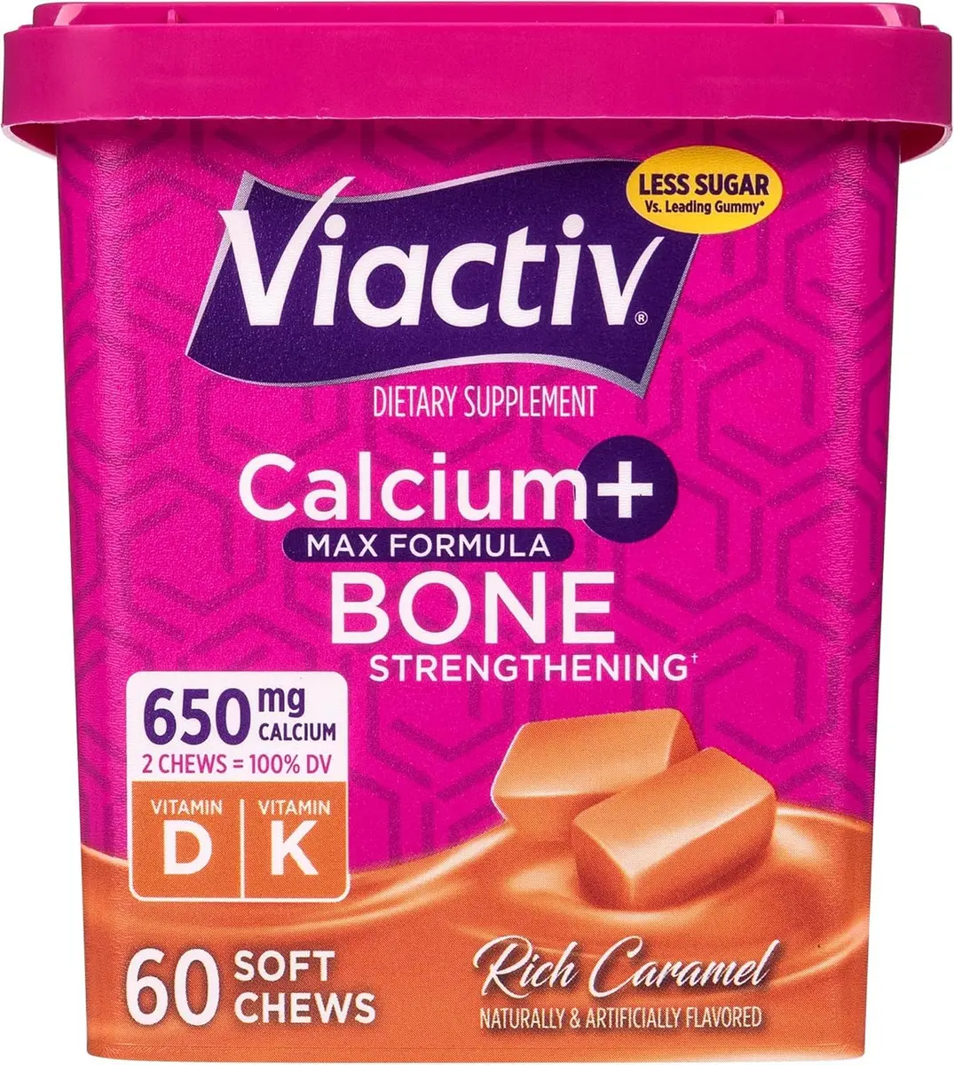 Viactiv Calcium + Vitamin D Soft Chews 60 Count | Caramel Flavor for Bone Support - main product image