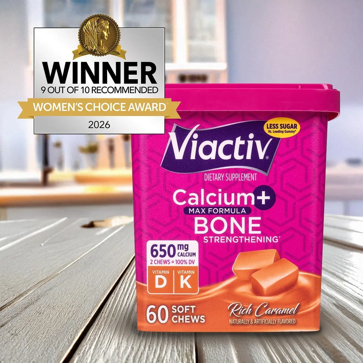 Viactiv Calcium + Vitamin D Soft Chews 60 Count | Caramel Flavor for Bone Support - view 2