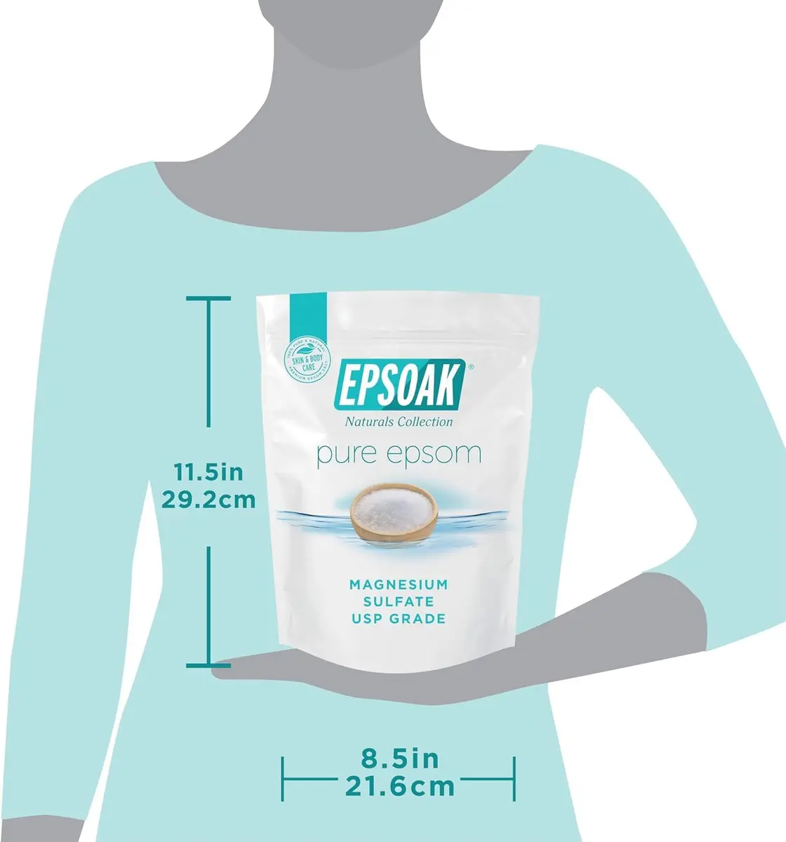 Epsoak Epsom Salt 5 lb (2.27 kg) Magnesium Sulfate USP Bath Salts | Cruelty-Free Certified - view 6