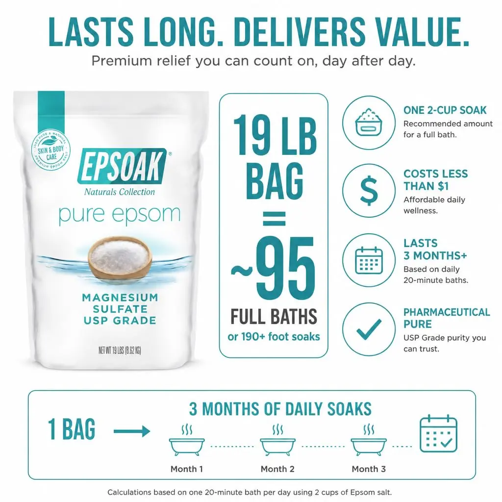 Epsoak Epsom Salt 19 lb. Magnesium Sulfate USP | Unscented, Made in USA, Cruelty-Free - view 5