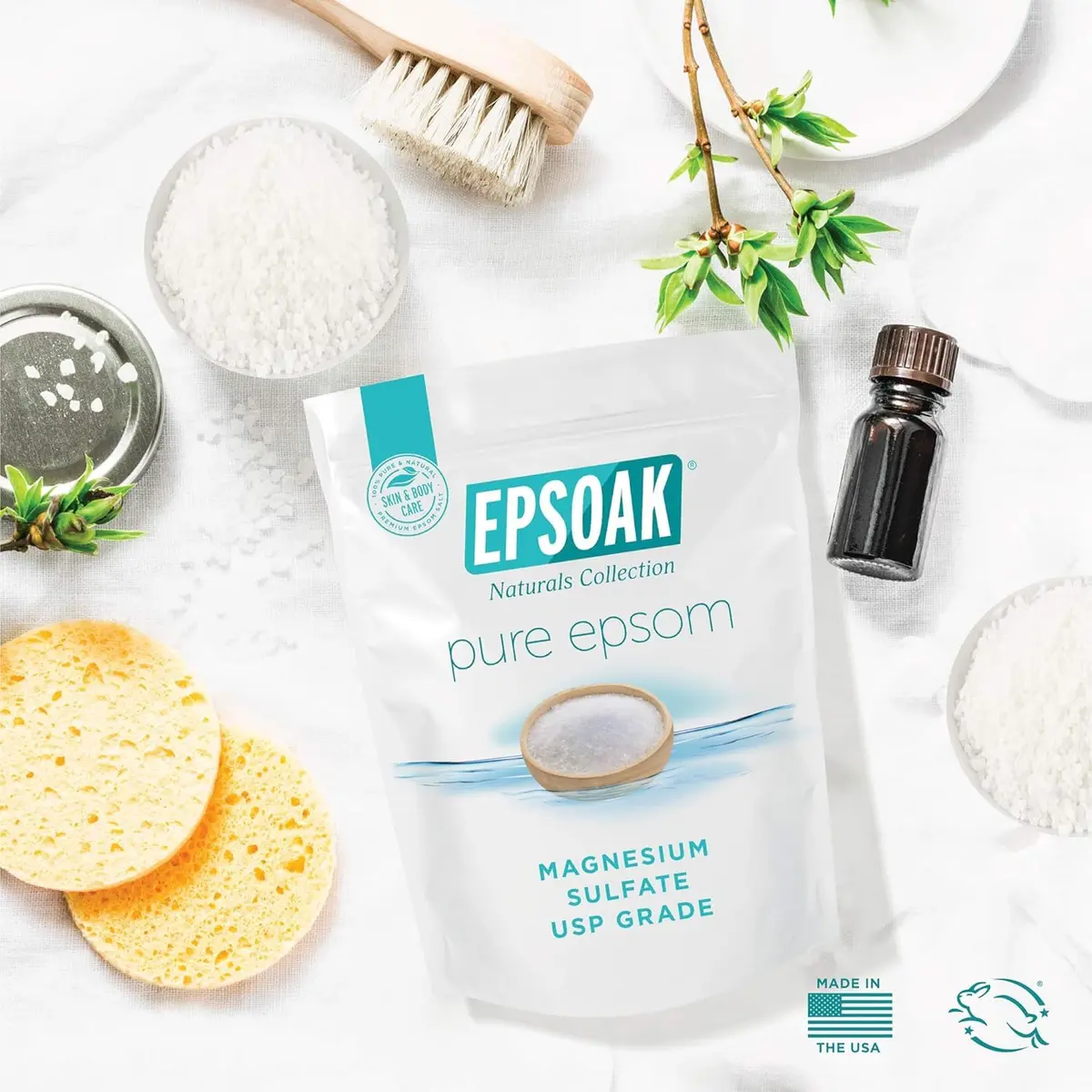 Epsoak Epsom Salt 19 lb. Magnesium Sulfate USP | Unscented, Made in USA, Cruelty-Free - view 8