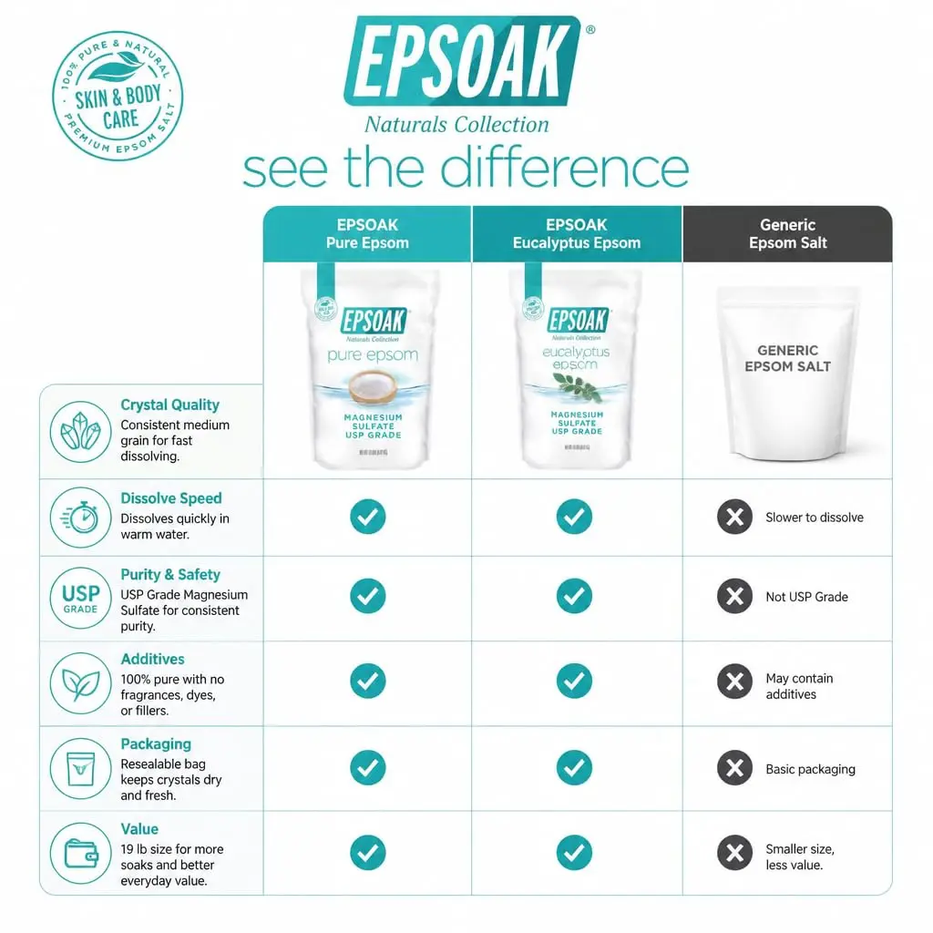 Epsoak Epsom Salt 19 lb. Magnesium Sulfate USP | Unscented, Made in USA, Cruelty-Free - view 3