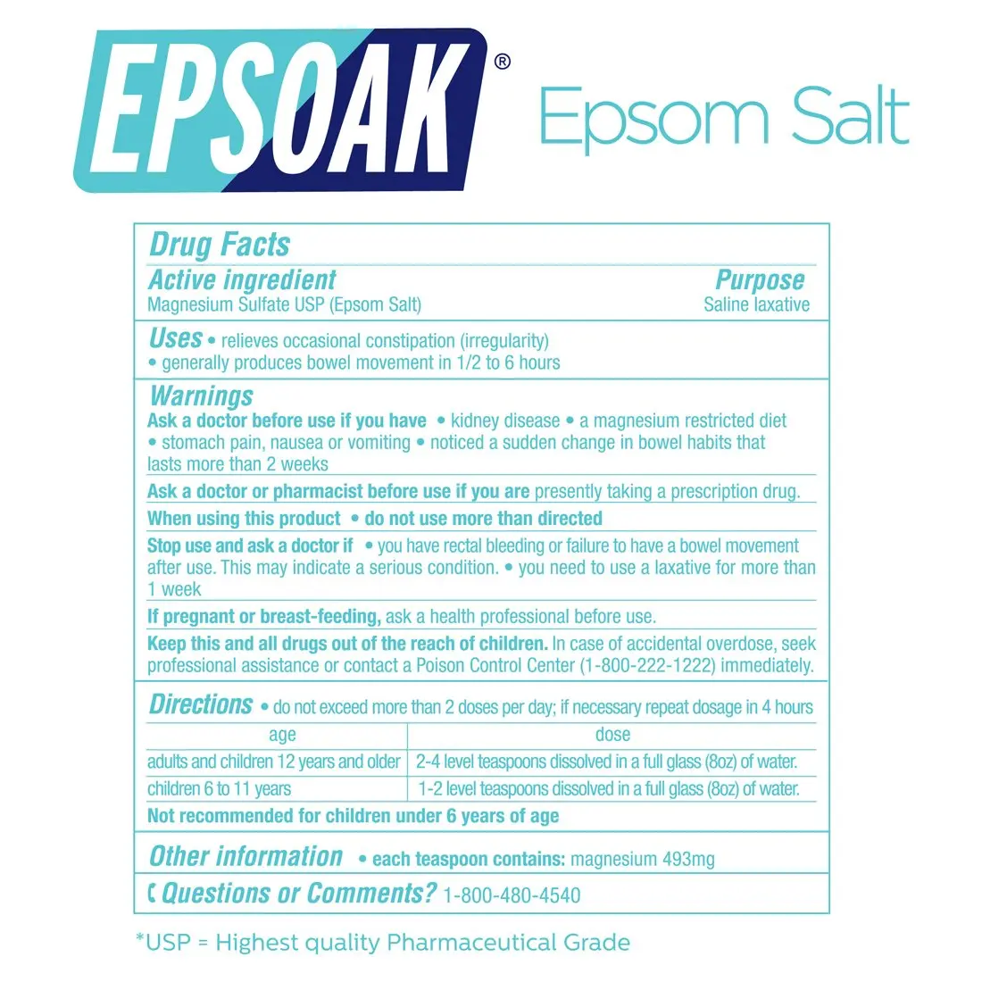 Epsoak Epsom Salt 10 lb (4.54 kg) Unscented Magnesium Sulfate USP | Pure Bath & Foot Soak Crystals - view 7