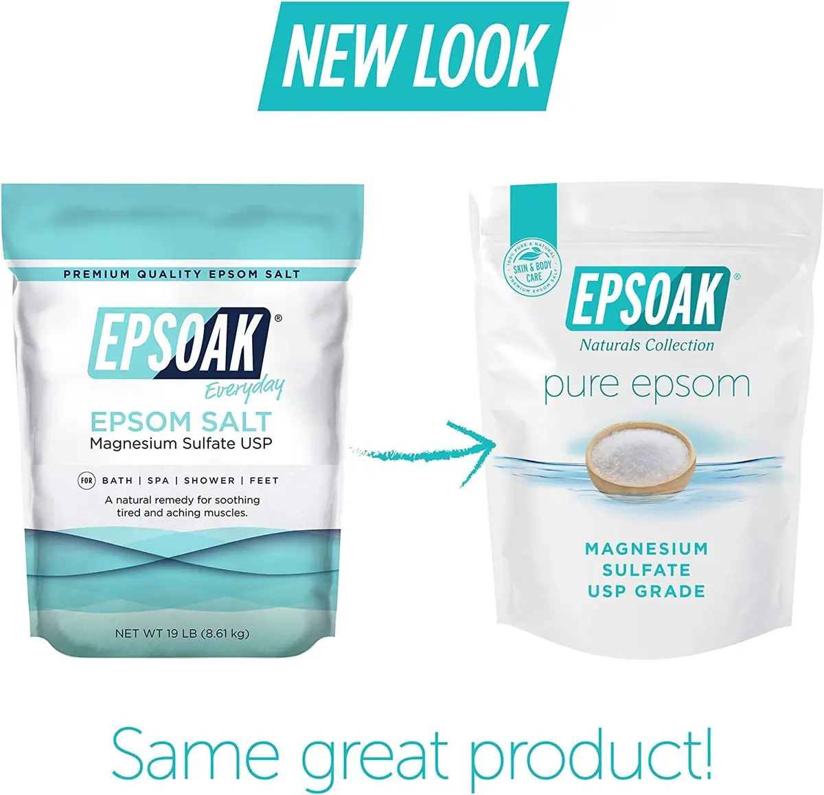 Epsoak Epsom Salt 10 lb (4.54 kg) Unscented Magnesium Sulfate USP | Pure Bath & Foot Soak Crystals - view 3
