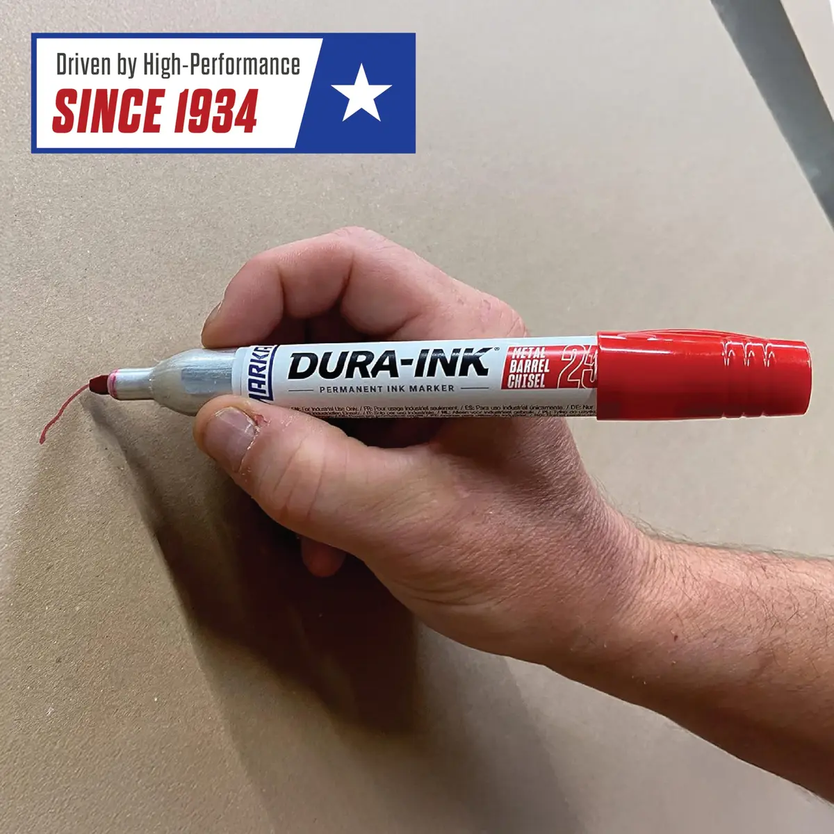 Markal Dura-Ink 25 Medium Chisel Permanent Ink Marker 1.80” & 1.40” | Versatile Surface Compatibility, 12-Pack - view 5