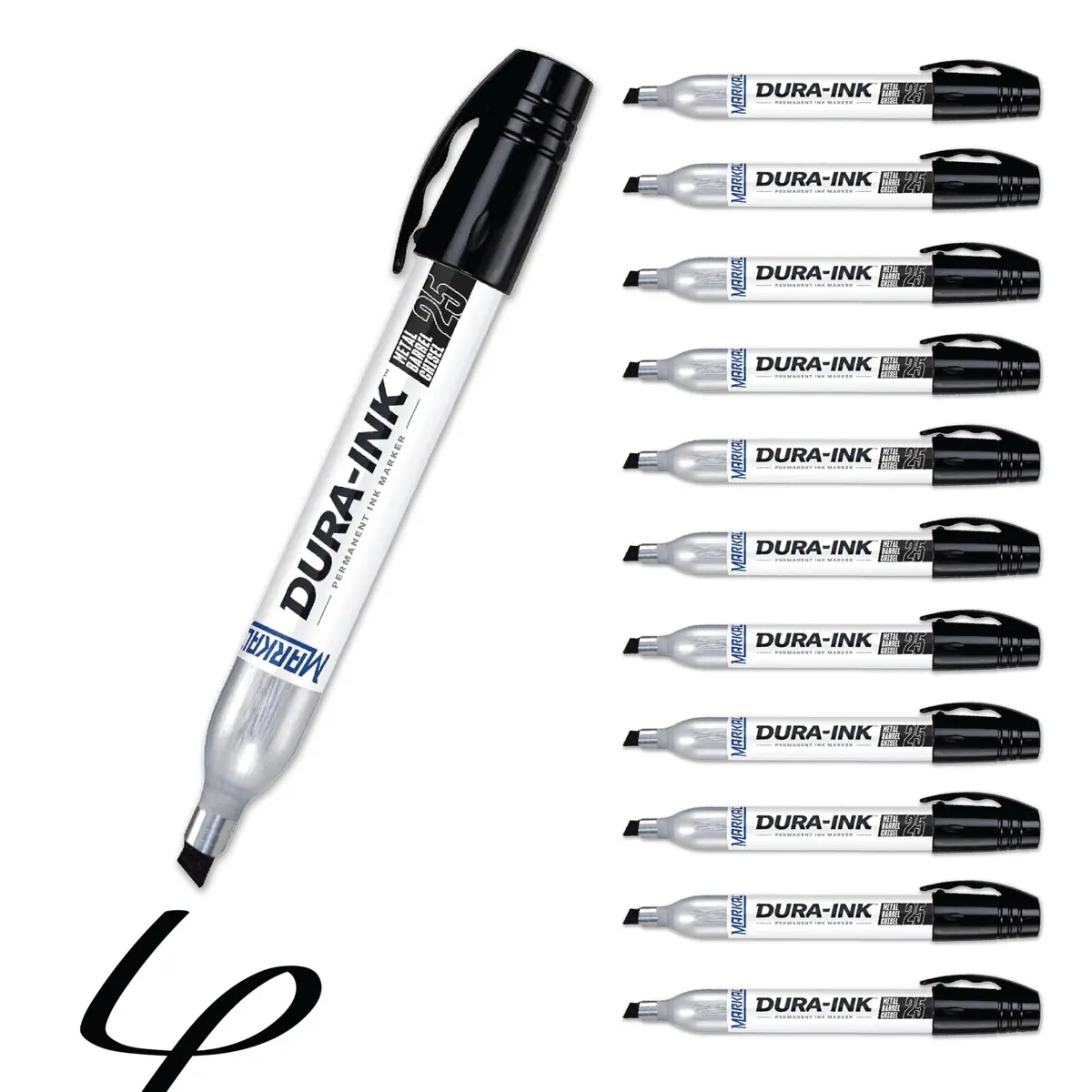 Markal Dura-Ink 25 Medium Chisel Permanent Ink Marker 1.80” & 1.40” | Versatile Surface Compatibility - main product image