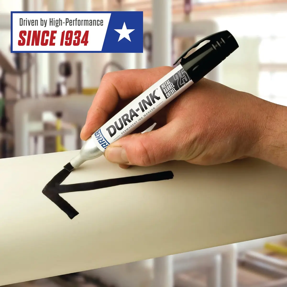 Markal Dura-Ink 25 Medium Chisel Permanent Ink Marker 1.80” & 1.40” | Versatile Surface Compatibility - view 4