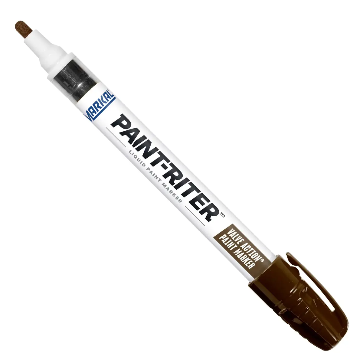Markal Paint-Riter Valve Action Paint Marker with 1/8" Bullet Tip, Brown (12 Markers) | Permanent, Water-Based, Low Chloride - main product image