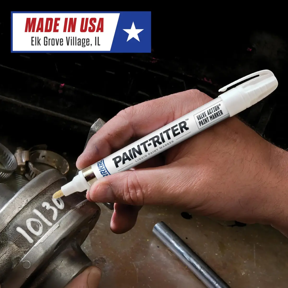 Markal Paint-Riter Valve Action Paint Marker, White, 1/8in Bullet Tip, 12 Markers | Permanent, Weather-Resistant Marks - view 4