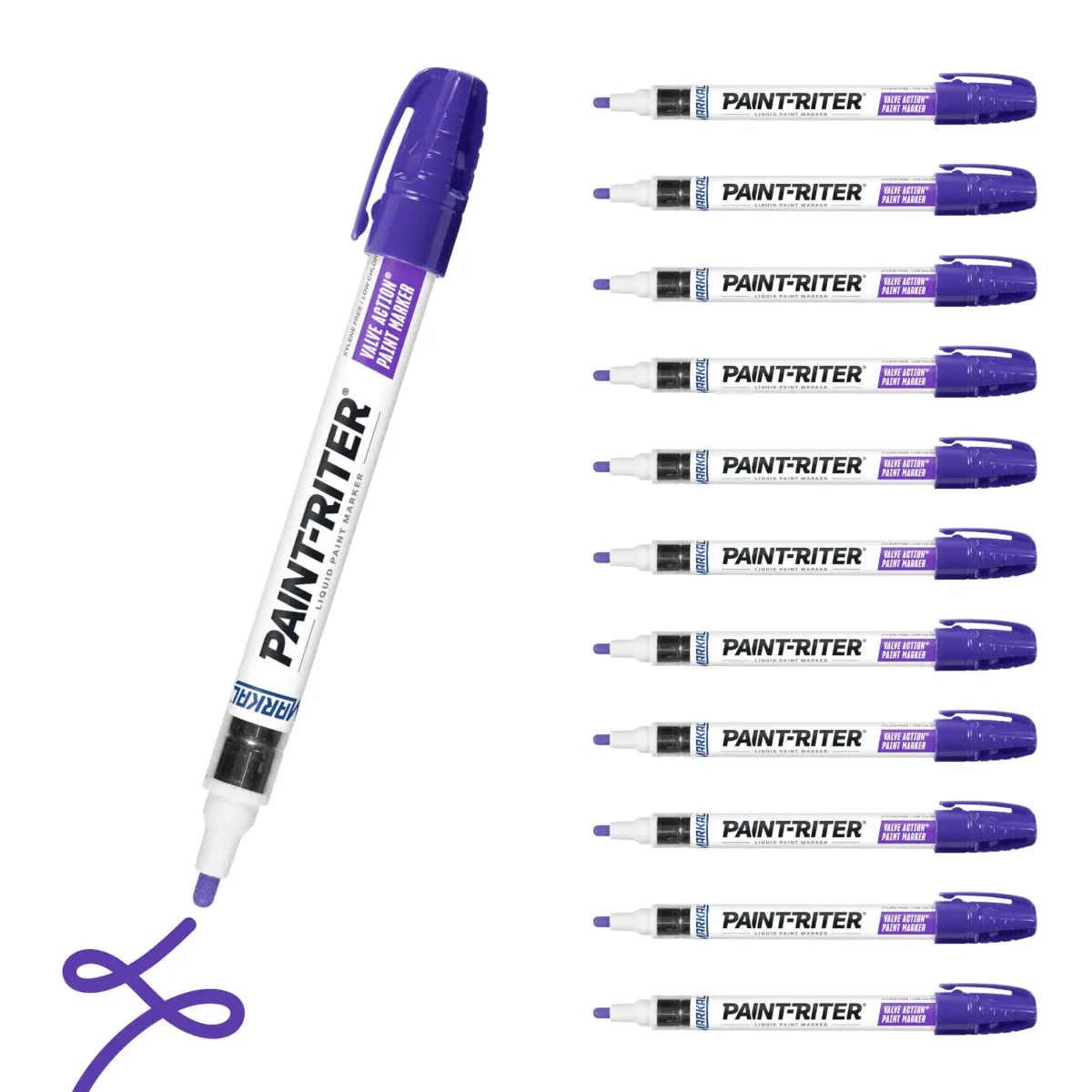 Markal Paint-Riter Valve Action Paint Marker, White, 1/8in Bullet Tip, 12 Markers | Permanent, Weather-Resistant Marks - main product image