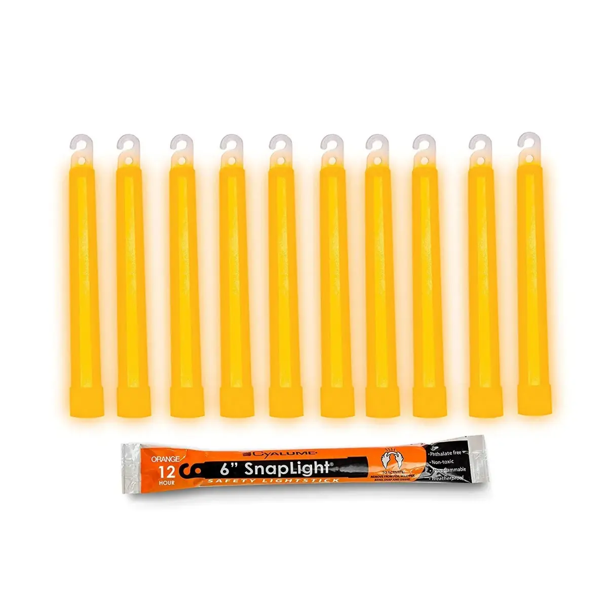Cyalume Orange Glow Sticks 6 Inch (10 Pack) | Industrial Grade Ultra Bright Light Sticks - main product image