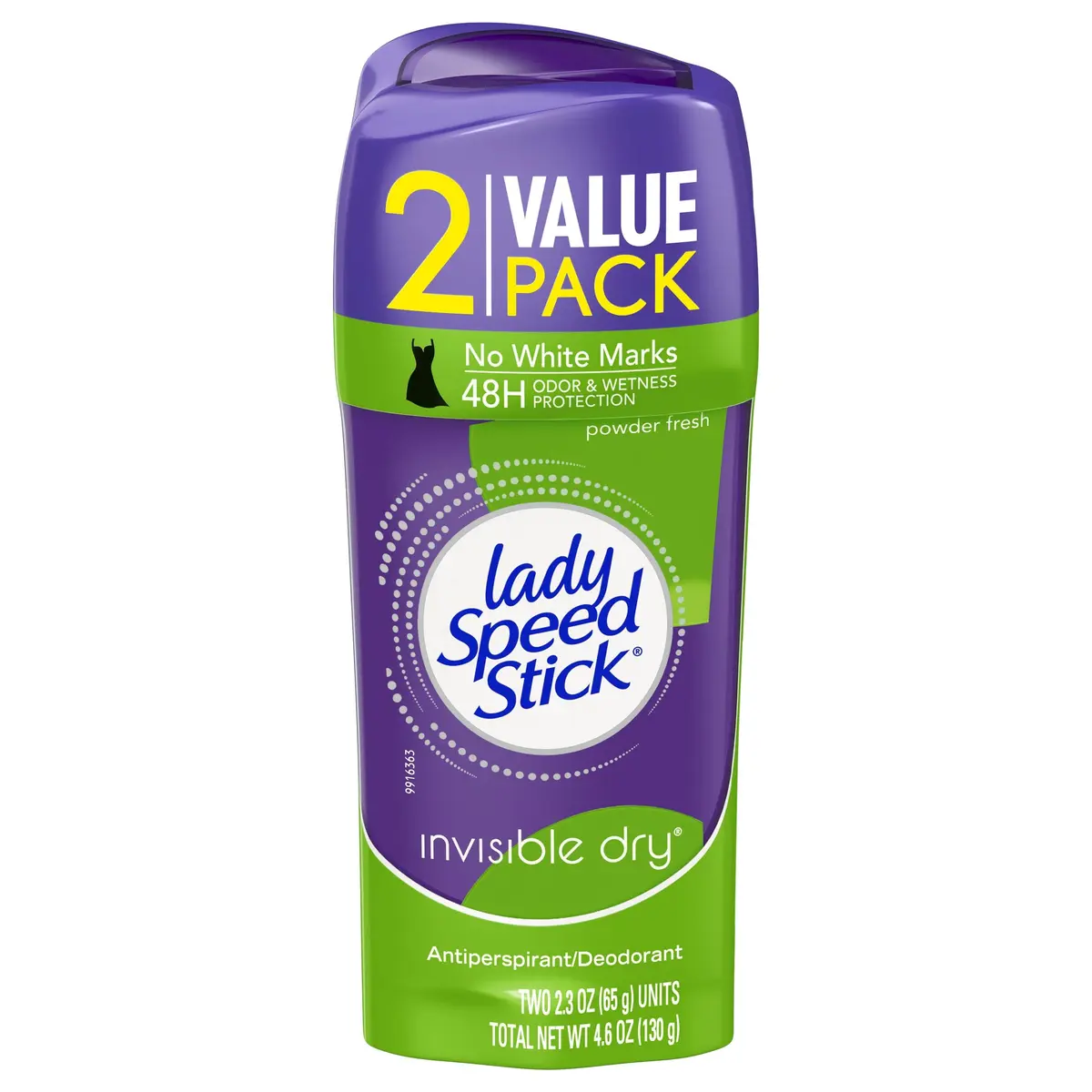 Lady Speed Stick Antiperspirant Powder Fresh 2.3 Oz Twin Pack | 24 Hour Odor & Wetness Protection - main product image