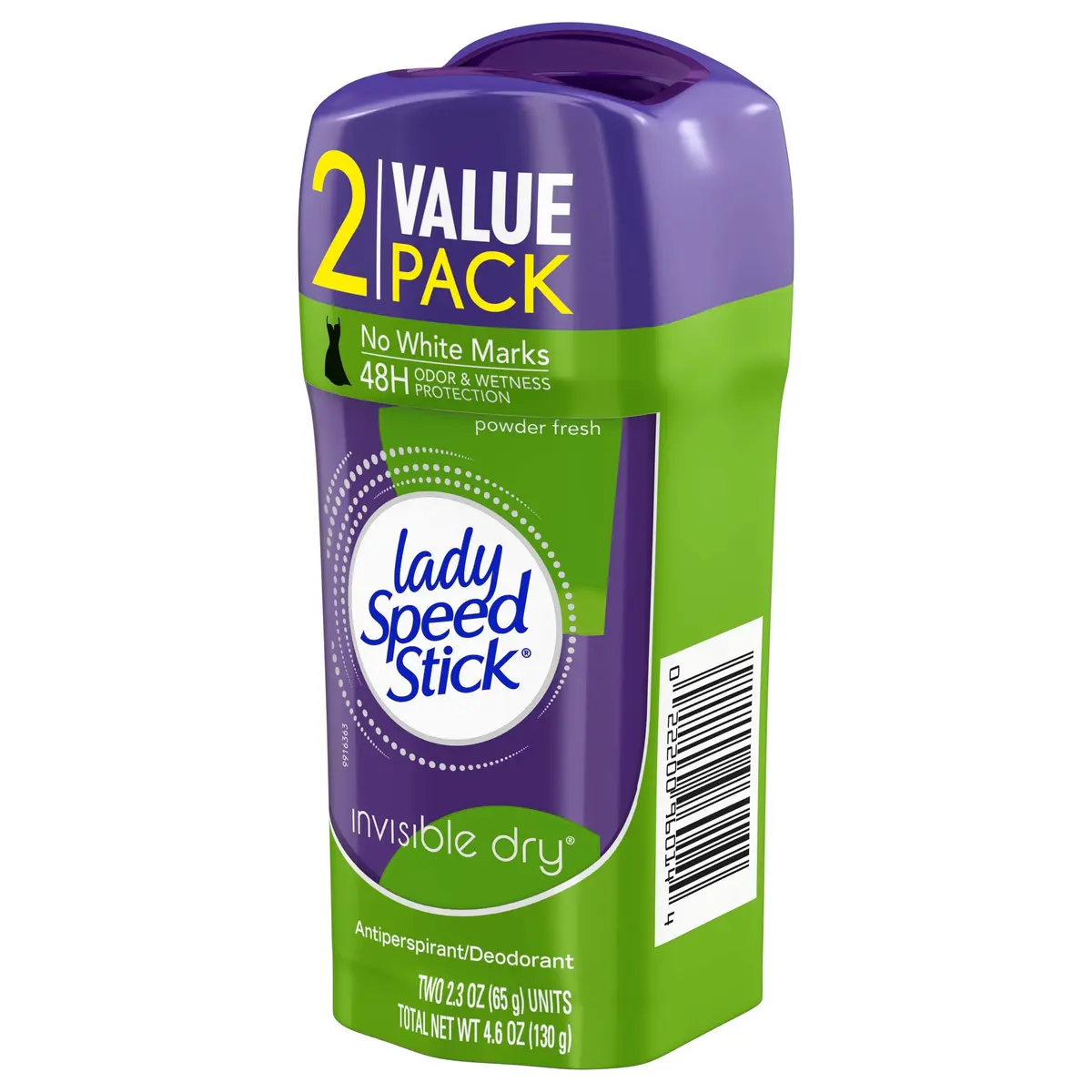 Lady Speed Stick Antiperspirant Powder Fresh 2.3 Oz Twin Pack | 24 Hour Odor & Wetness Protection - view 2