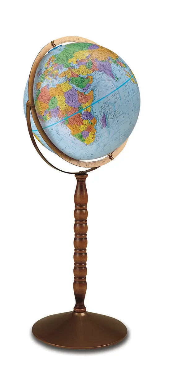 Replogle Treasury Blue Ocean Raised Relief Floor World Globe | 12 in with Metal Base & Swing Meridian - view 2