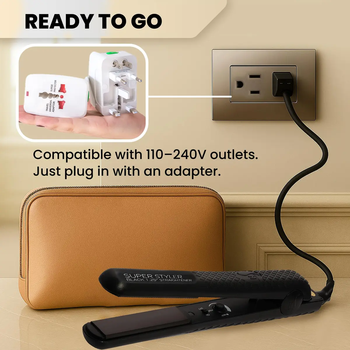 HerStyler Superstyler Onyx Ceramic Flat Iron - Travel Friendly - 1.25 inch | Salon Style, Negative Ion Technology - view 5
