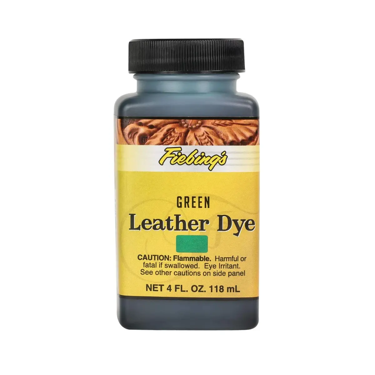 Fiebing's Leather Dye - Vibrant Green 118ml (4 fl oz) - Alcohol-Based Penetrating Dye for Leather & Wood - main product image