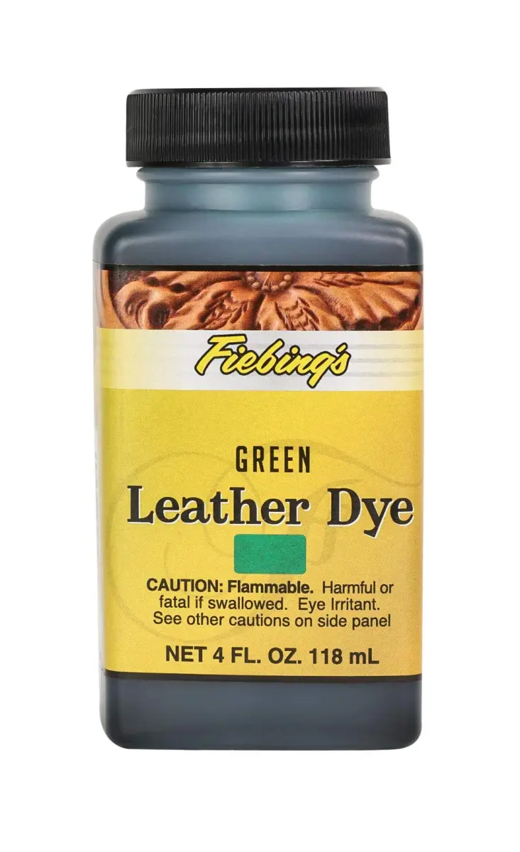 Fiebing's Leather Dye - Vibrant Green 118ml (4 fl oz) - Alcohol-Based Penetrating Dye for Leather & Wood - main product image