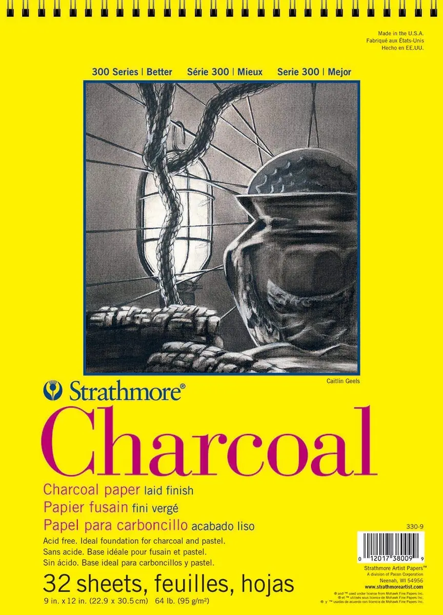 Strathmore 300 Series Charcoal Pad 25cm x 30cm (9 X 12 inches) | Acid-Free Laid Surface for Artists - main product image