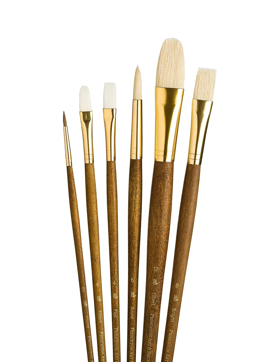 Princeton RealValue Brush Set, Natural, Brown Handle, 6 Piece | Acrylic, Watercolor & Oil - main product image